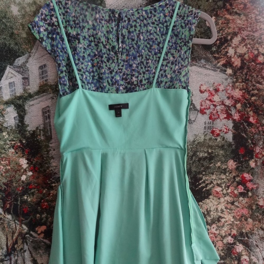 J Crew Silk Green Spotted Dress Size 0 - Picture 6 of 6